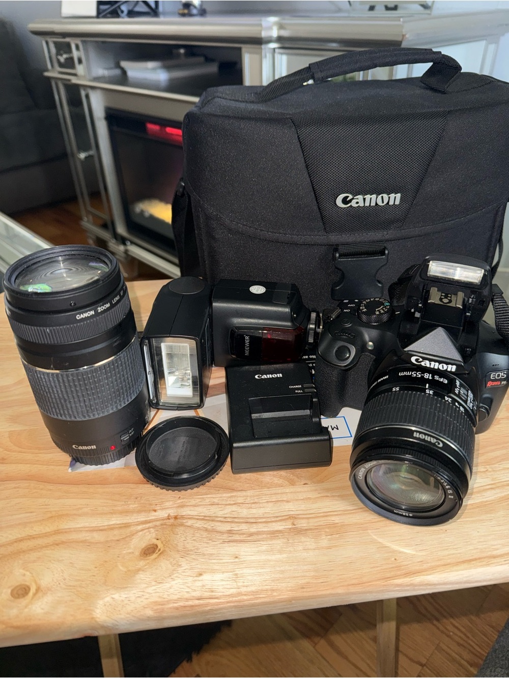 Canon EOS rebel T6Black Camera Bundle with 2 Lenses, extra Flash, and Carry Bag
